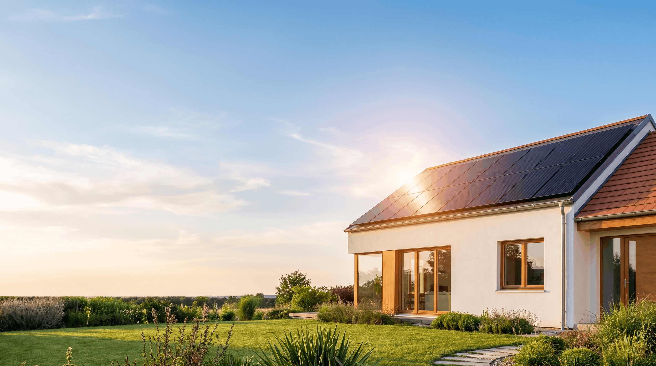 Maison individuelle équipée de panneaux photovoltaïques en autoconsommation